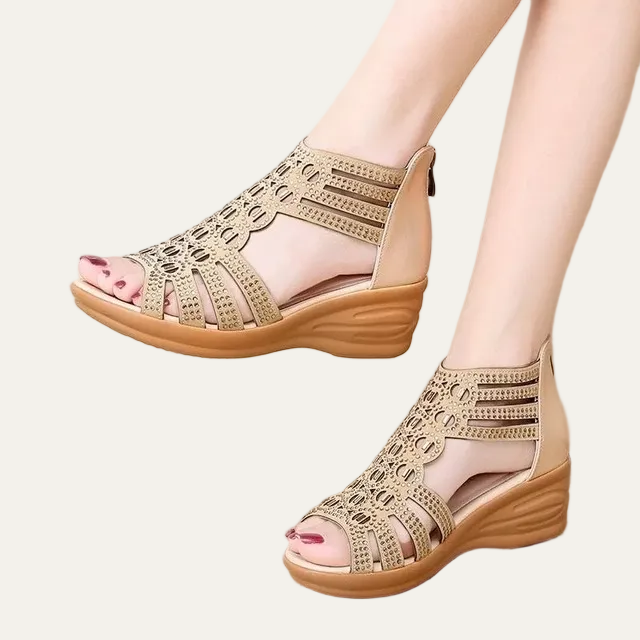 VogeLuxe | Women’s Open Toe Wedge Sandals Multi Strap Upper