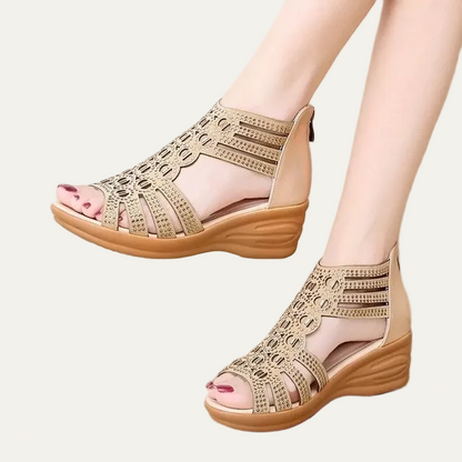 VogeLuxe | Women’s Open Toe Wedge Sandals Multi Strap Upper