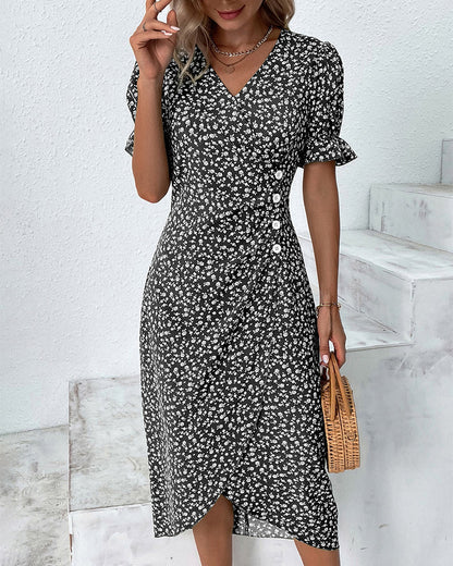 Chic Floral V-Neck Wrap Dress