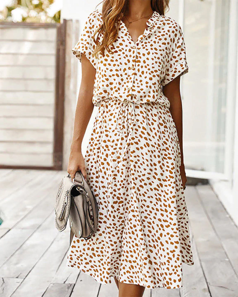Cute V-Neck Polka Dot Sundress for Women - VogeLuxe