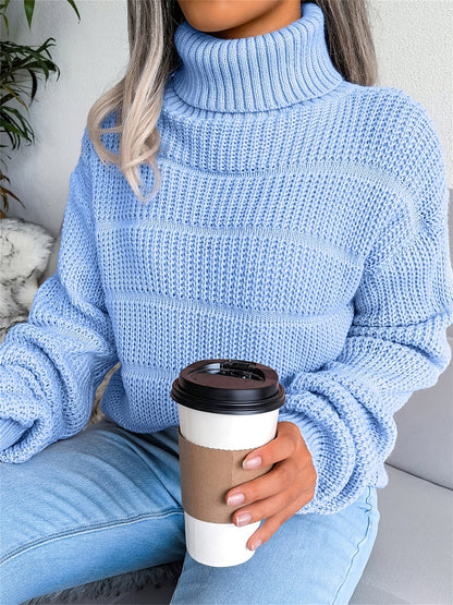 Soft Women's Warm Long Sleeve Turtleneck Sweater - VogeLuxe