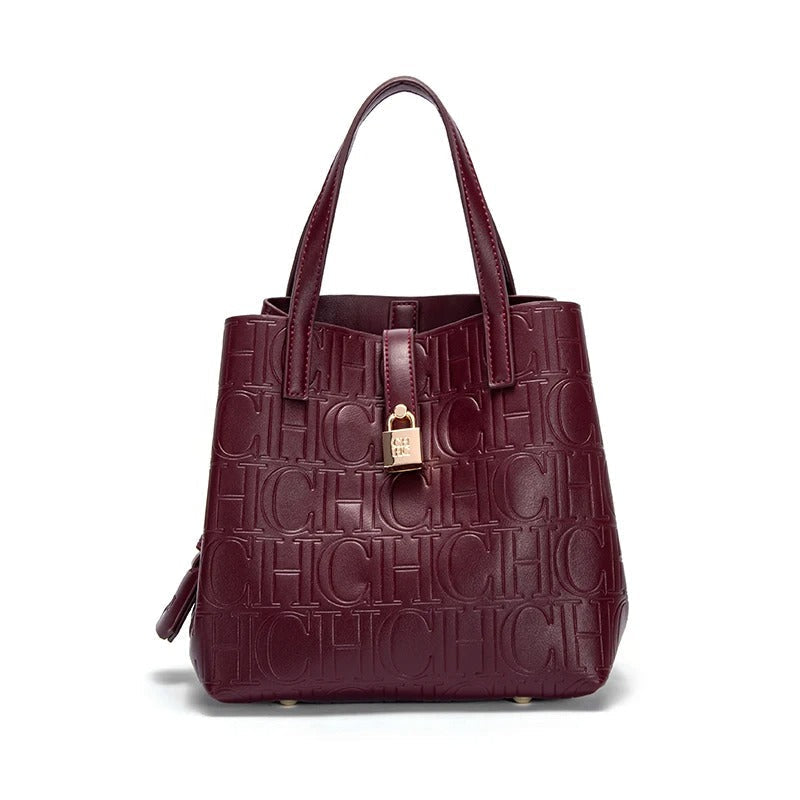 Elegant Black Tote Handbag with Red Interior