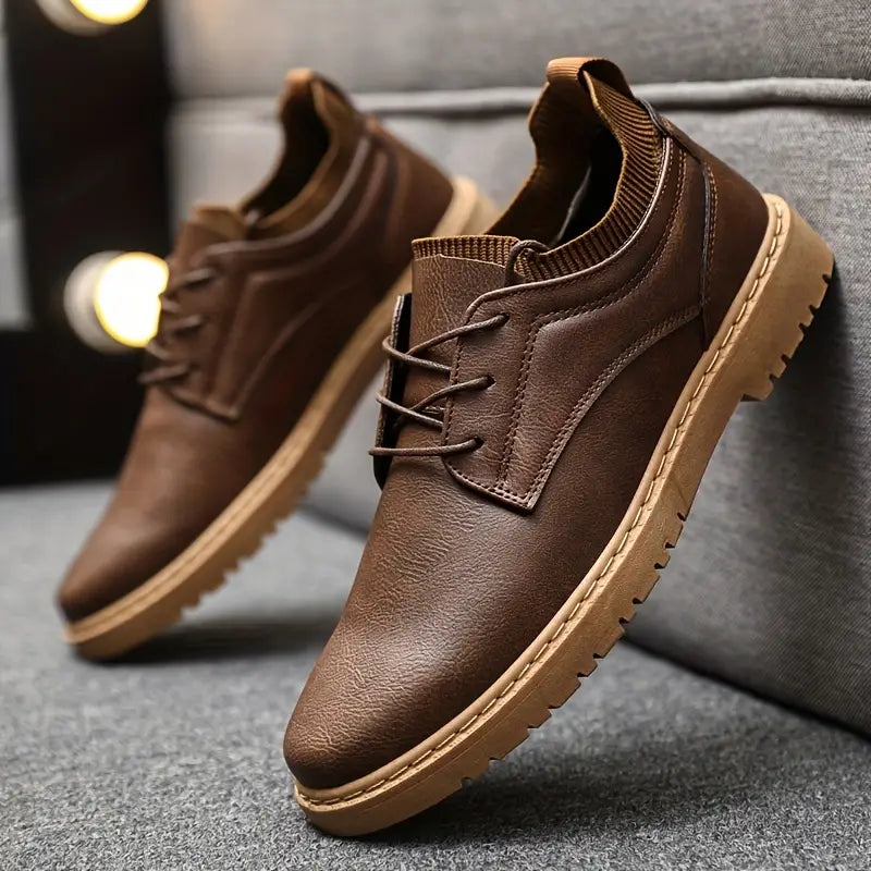 Men's Genuine Leather Tie-Up Shoes - Comfortable Smart Shoes - VogeLuxe