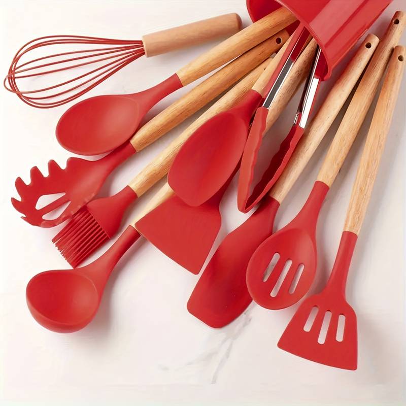 Essential 12-Piece Kitchen Tool Set with Silicone and Wood