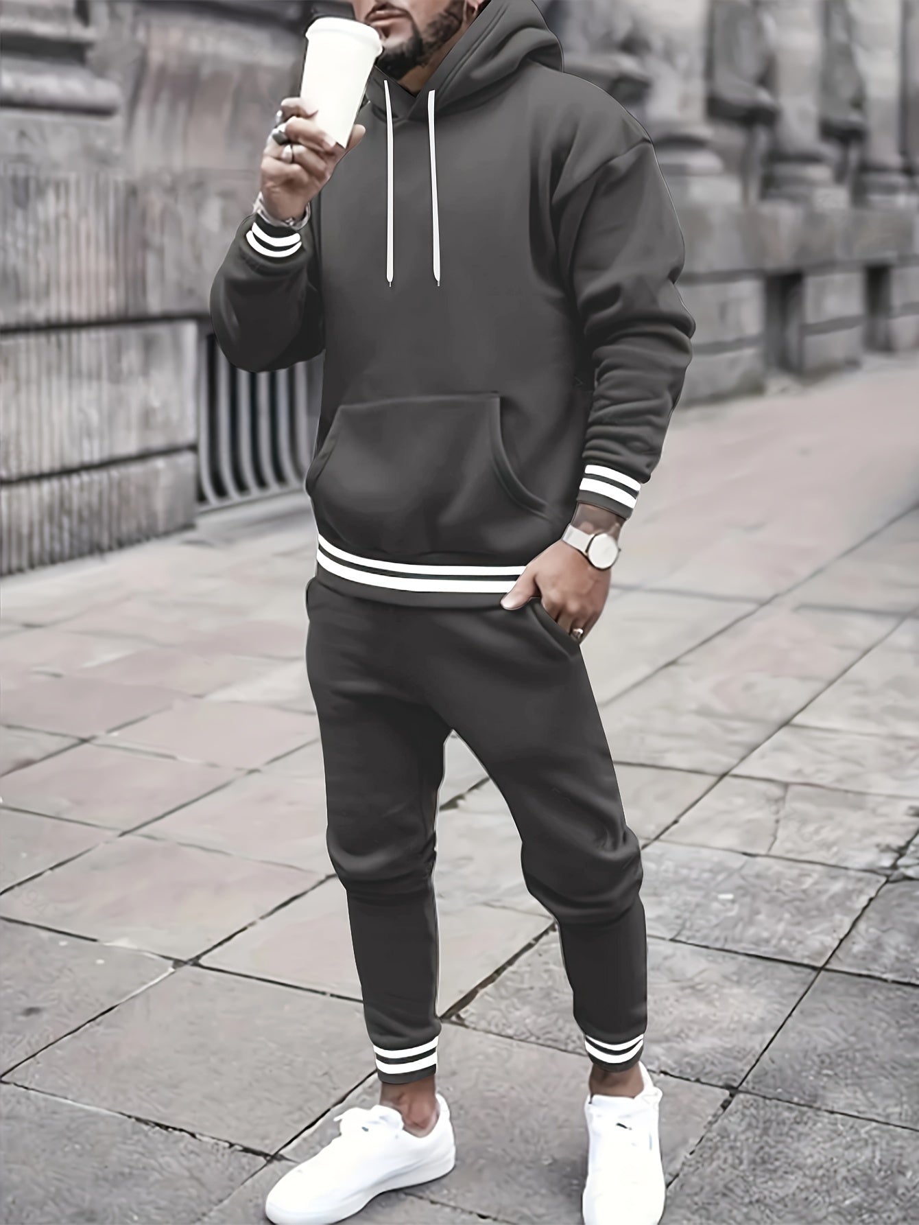 Relaxed Fit Graphic Print Men's Track Suit