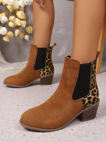 Animal Pattern Low Heel Boot - BritishElegance