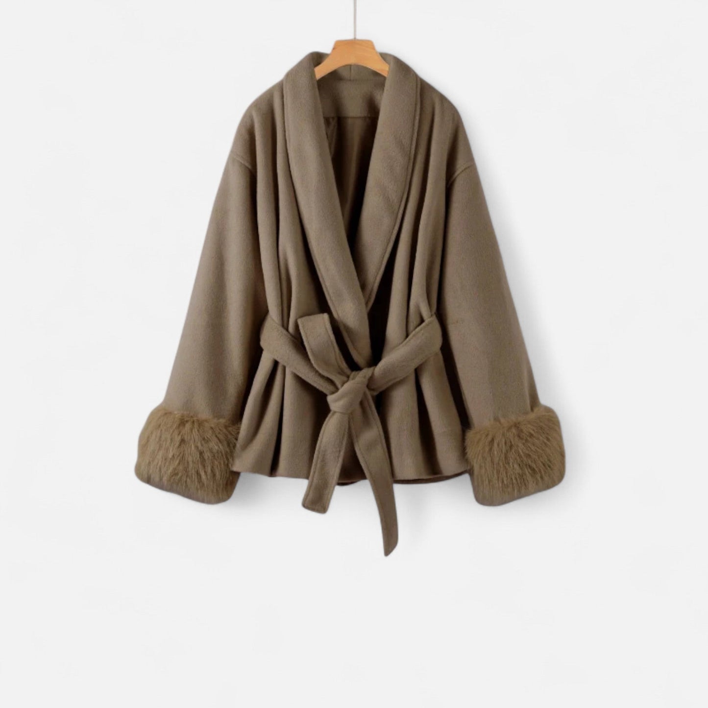 Luxury Faux Fur Women's Lace Up Coat