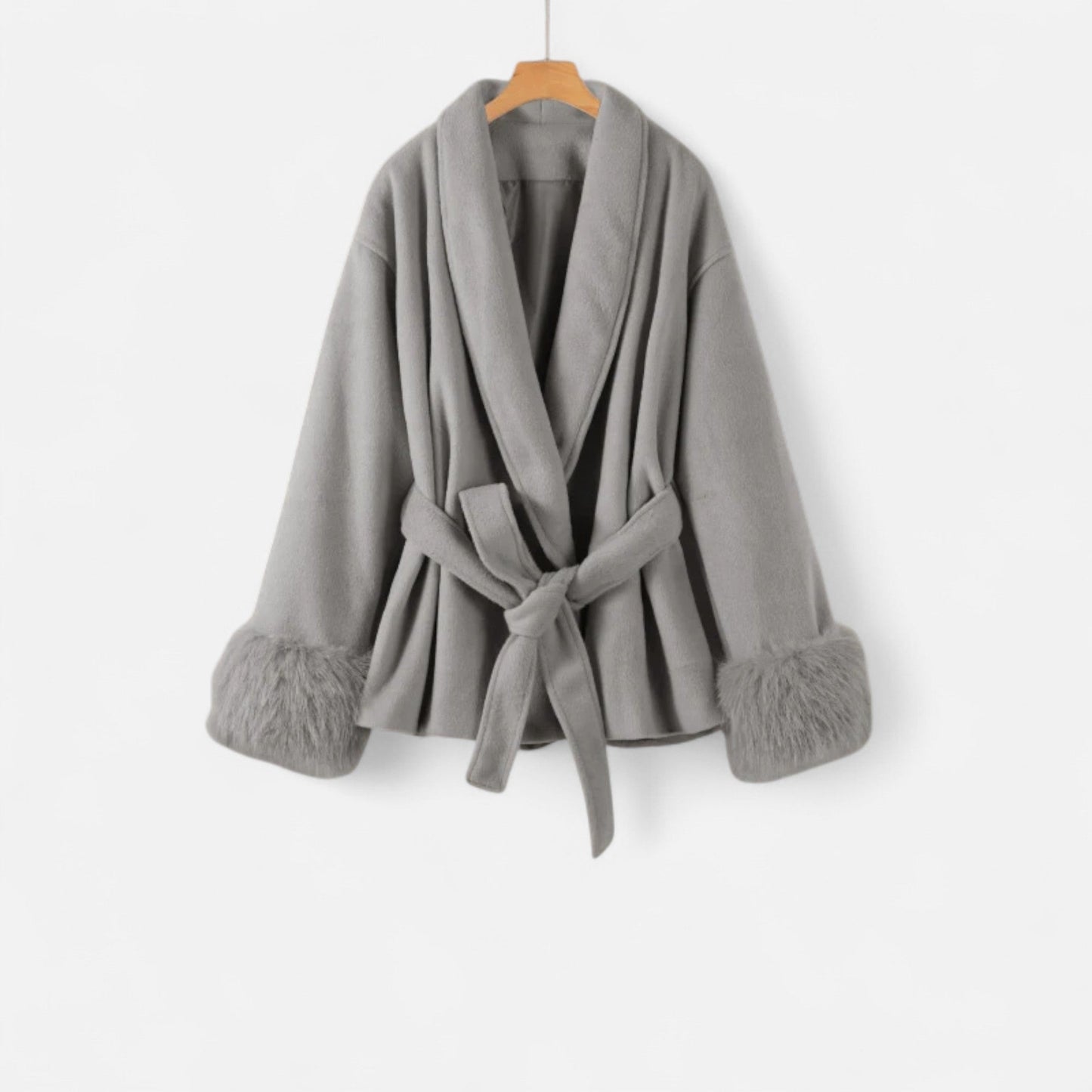 Luxury Faux Fur Women's Lace Up Coat