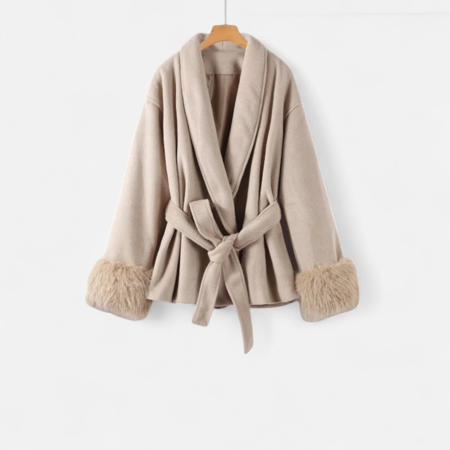 Luxury Faux Fur Women's Lace Up Coat