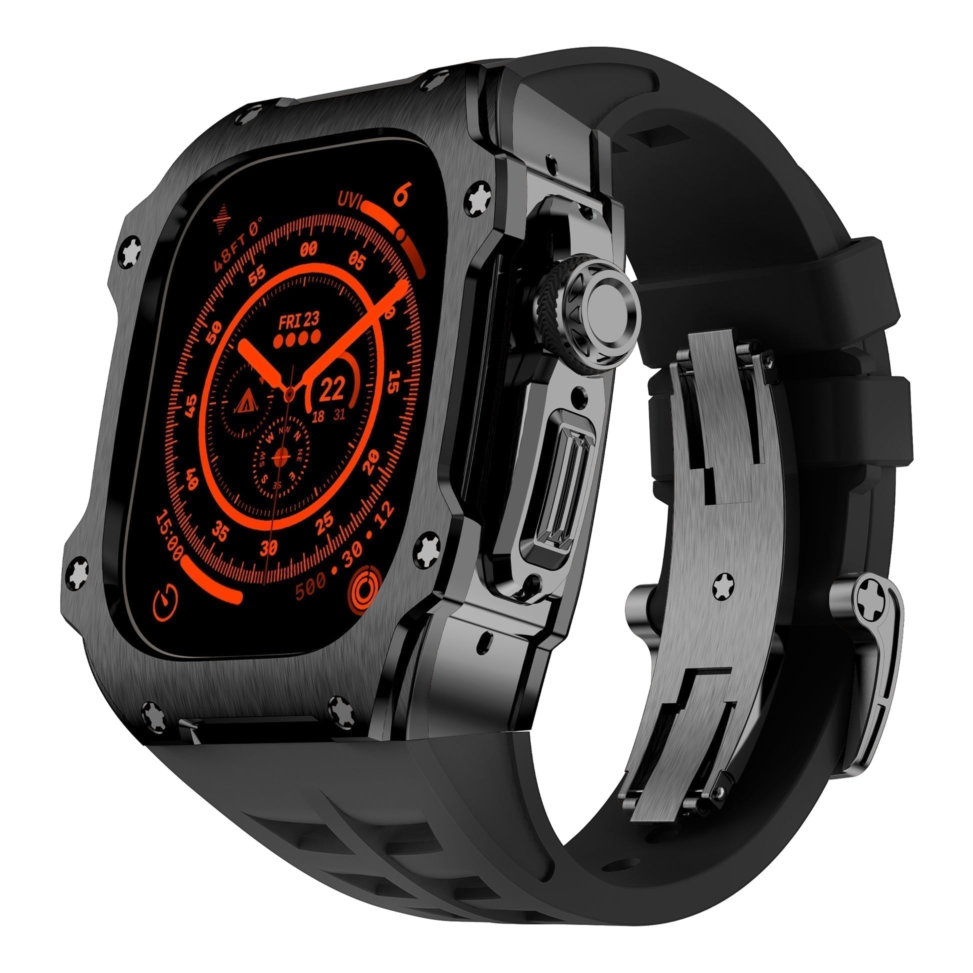 Tough Black Stainless Steel Case for Apple Watch Ultra - VogeLuxe