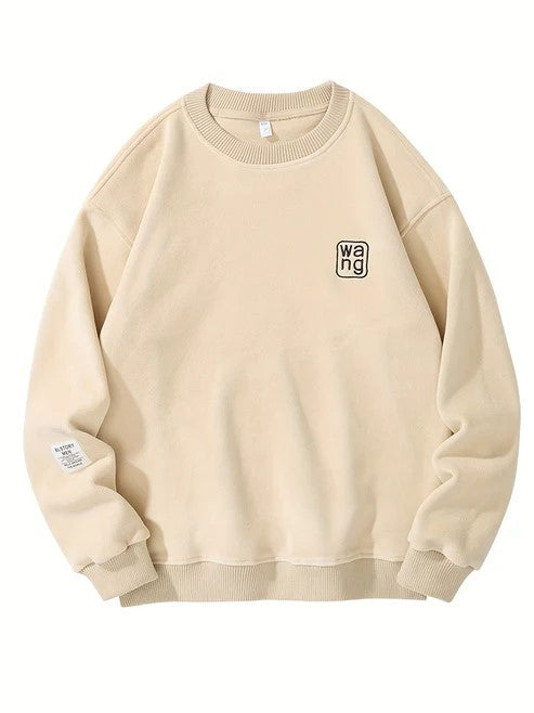 Warm Crew Neck Embroidered Sweatshirt for Men - VogeLuxe