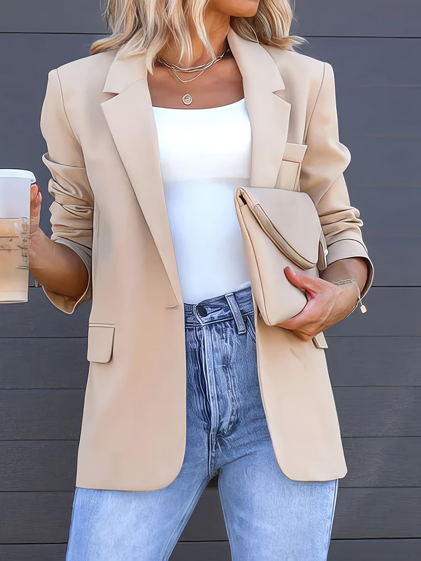 Classic Women's Office Jacket with Buttons - VogeLuxe