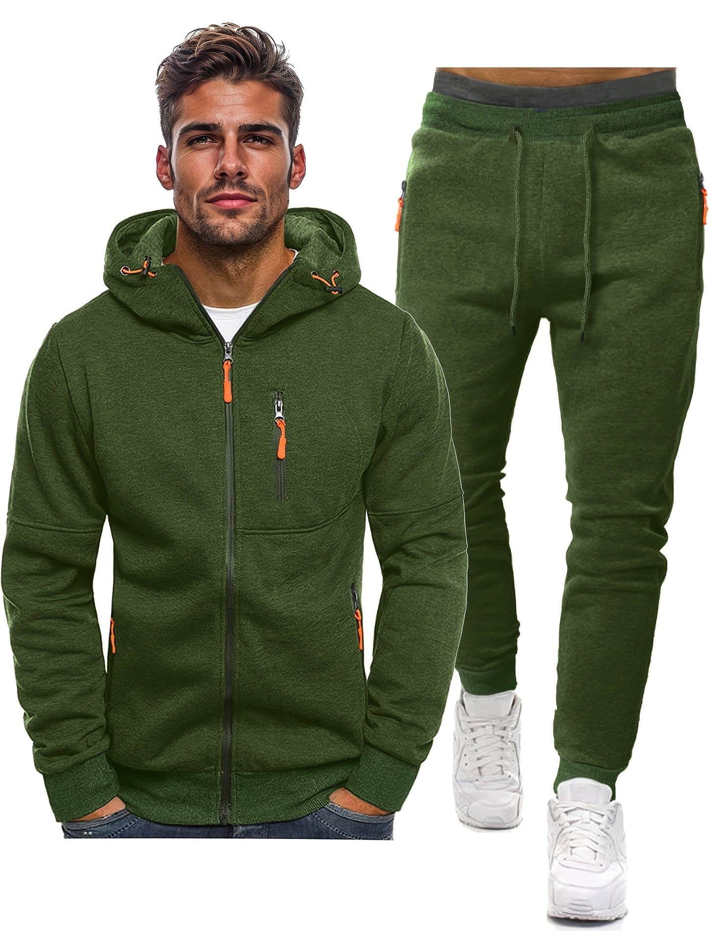 Relaxed Fit Hoodie Tracksuit Set for Men - VogeLuxe
