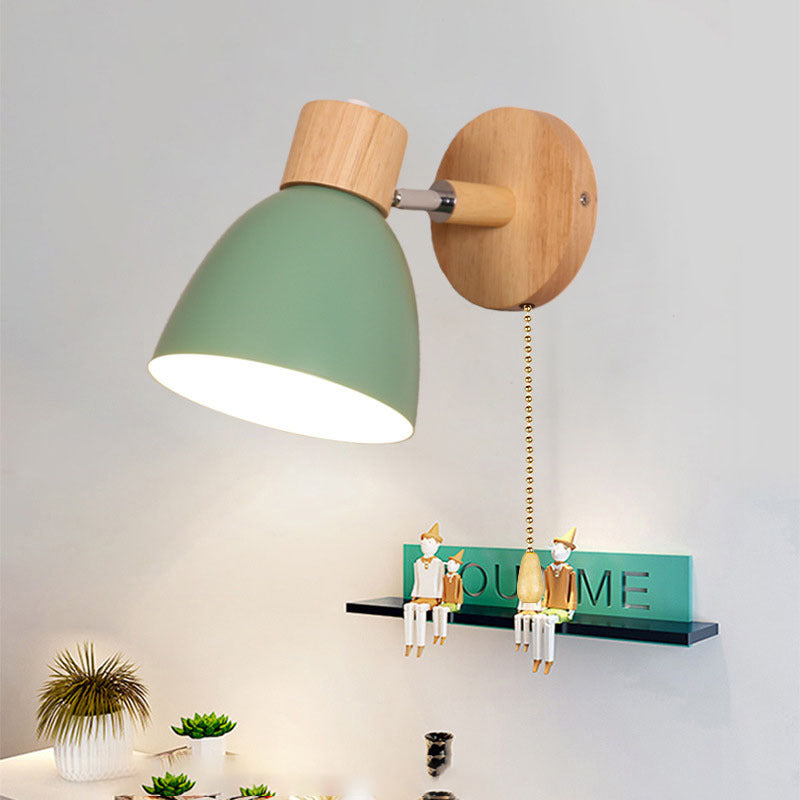 Rustic Wooden Iron Wall Lamp