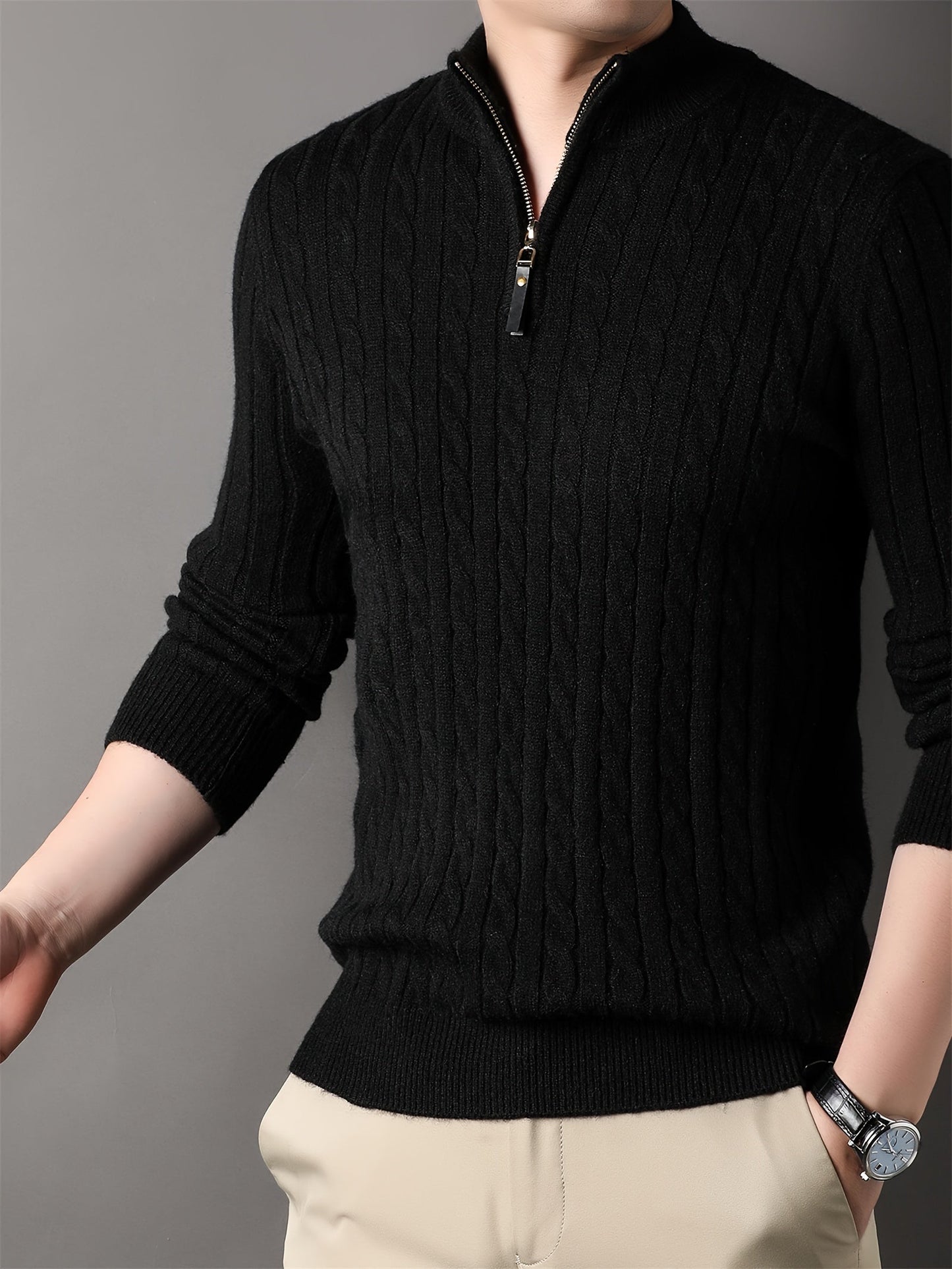 Warm Crew Neck Striped Winter Sweater for Men