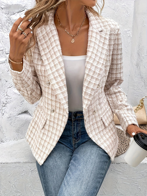 Classic Plaid Business Jacket for Women - VogeLuxe
