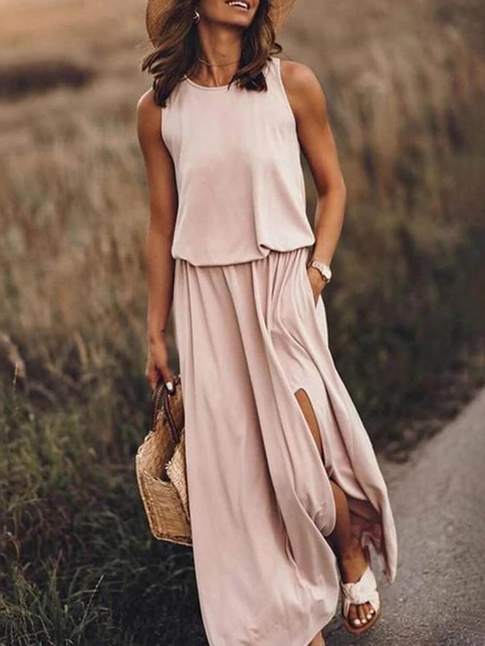 Flowy Sleeveless Split Summer Dress - VogeLuxe