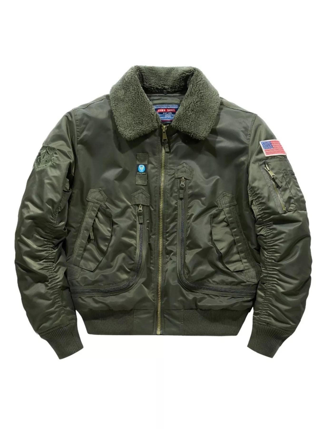 Large Size Faux Fur Bomber Coat - BritishElegance