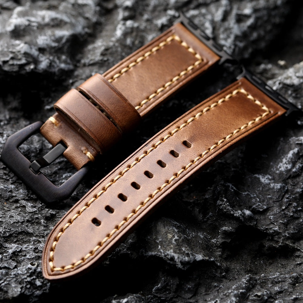 Classic Tan Leather Apple Watch Band - VogeLuxe