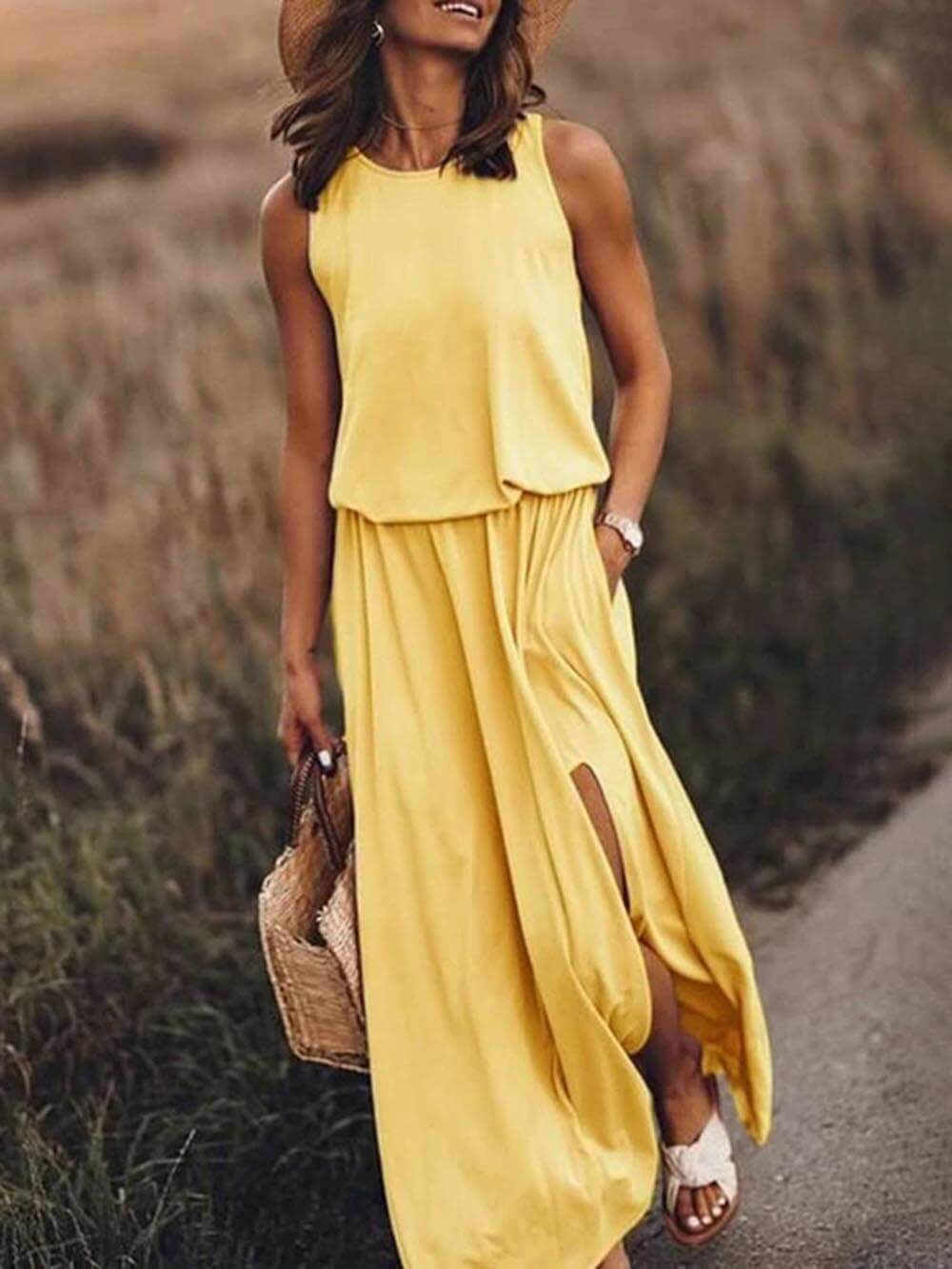 Flowy Sleeveless Split Summer Dress