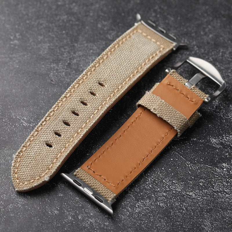 Premium Leather and Canvas Watch Band