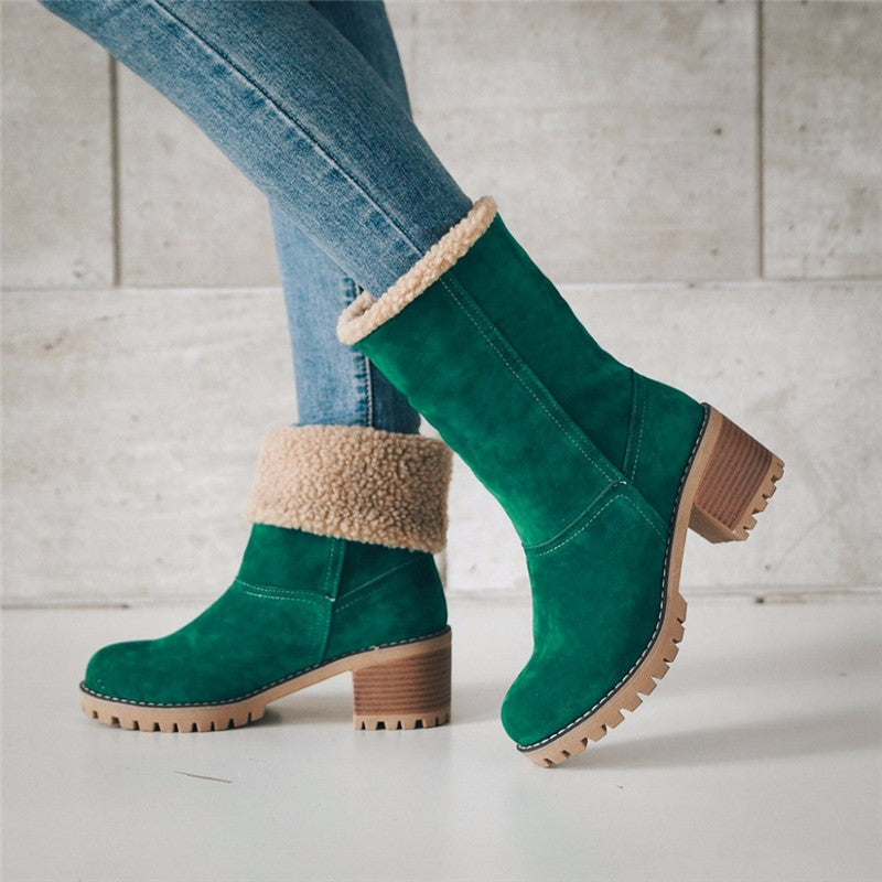 Comfy Low Heel Fur Lined Ankle Boots for Women