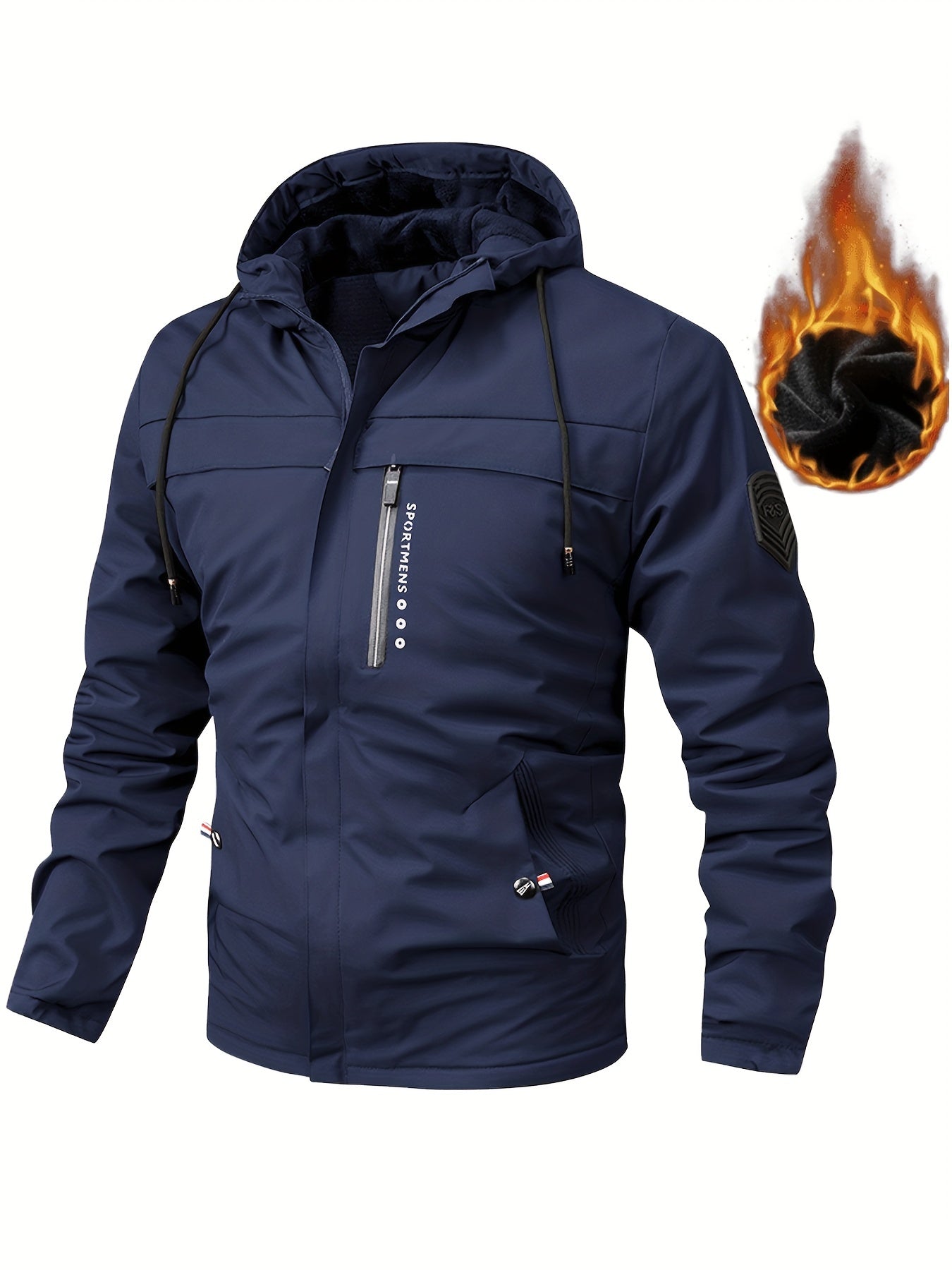 Waterproof Men's Hooded Fleece Jacket For Outdoor Use