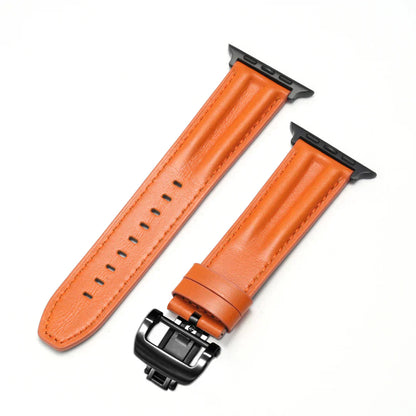 Premium Leather Apple Watch Band With Silver Buckle