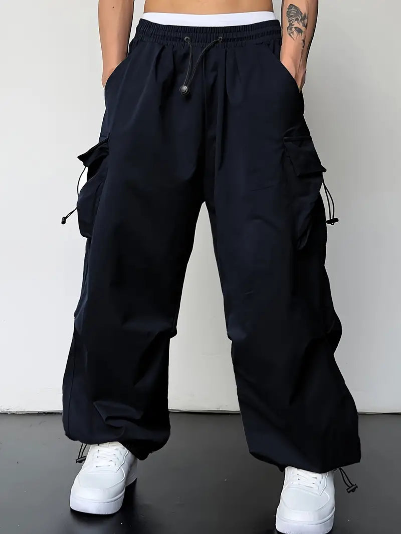 Comfy Black Baggy Cargo Pants for Men