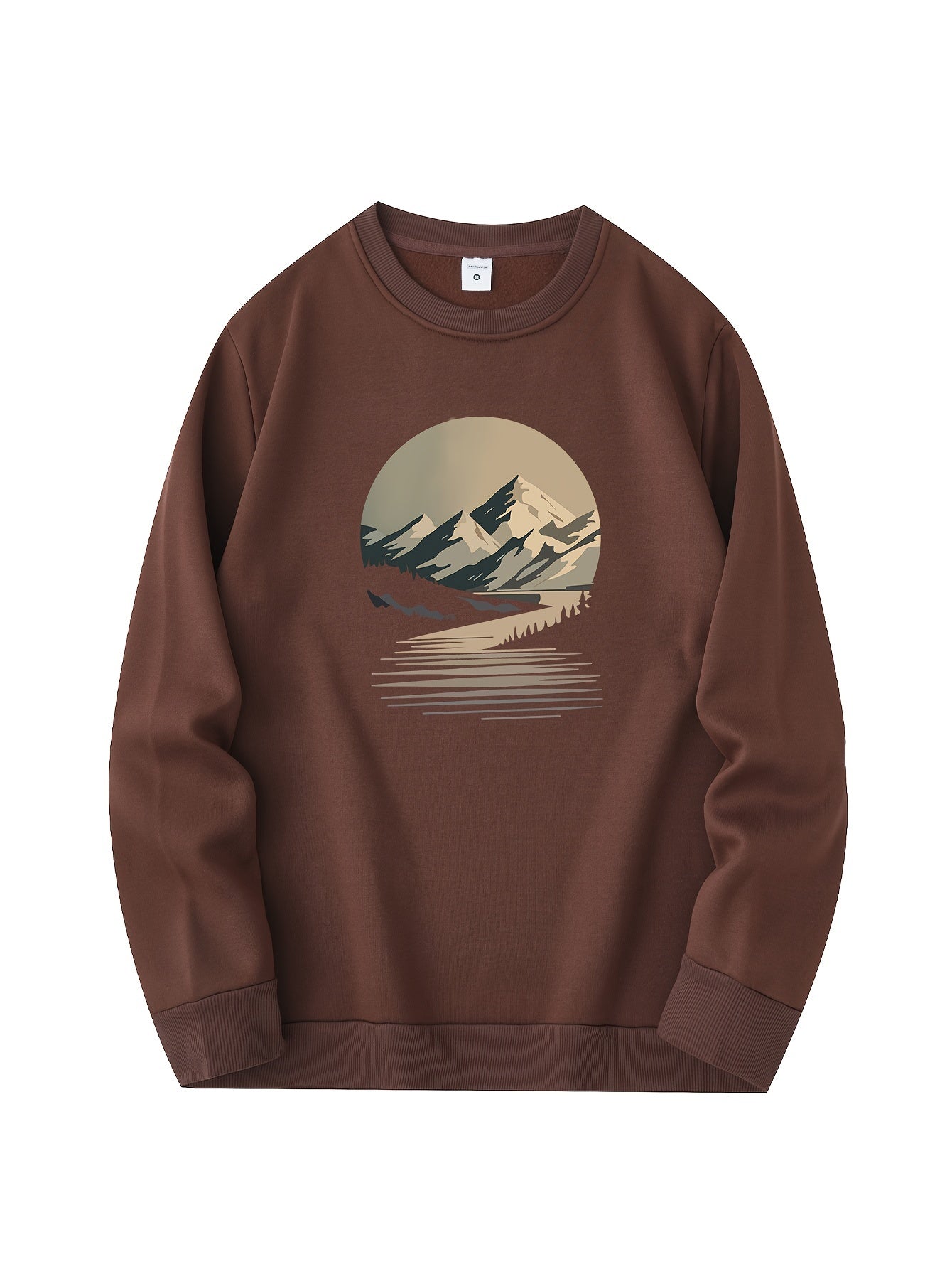 Relaxed Fit Mens Sweatshirt with Winter Mountain Design