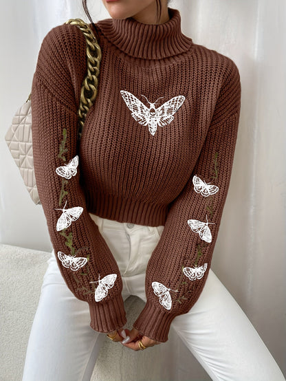 Cozy Women's Winter Sweater with Butterfly Design