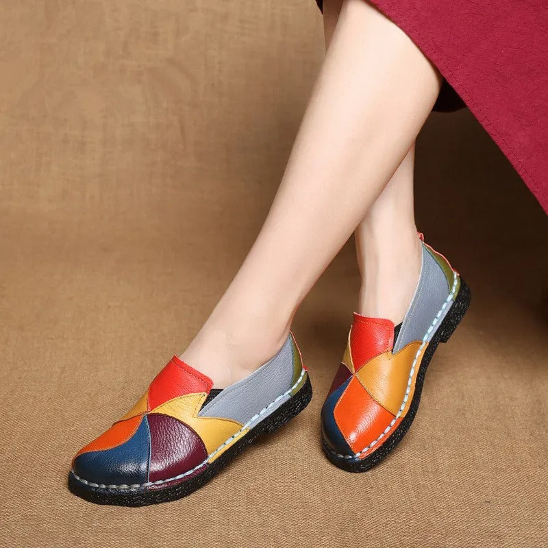 Vintage Patchwork Slip On Loafers