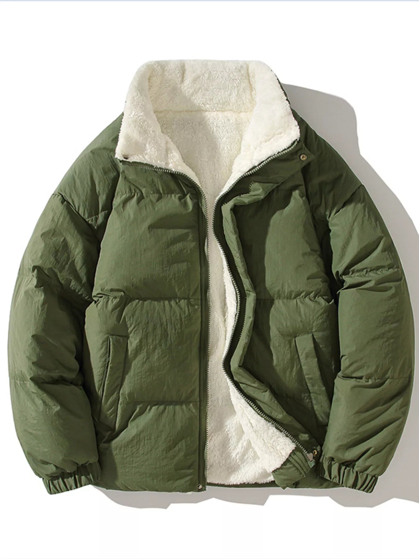 Men's Large Padded Zip Jacket Extra Large Fleece Coat