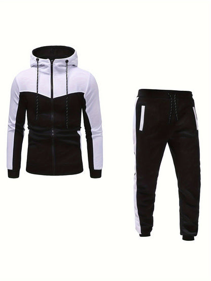 Comfortable Men's Zip Up Hoodie Jogger Set
