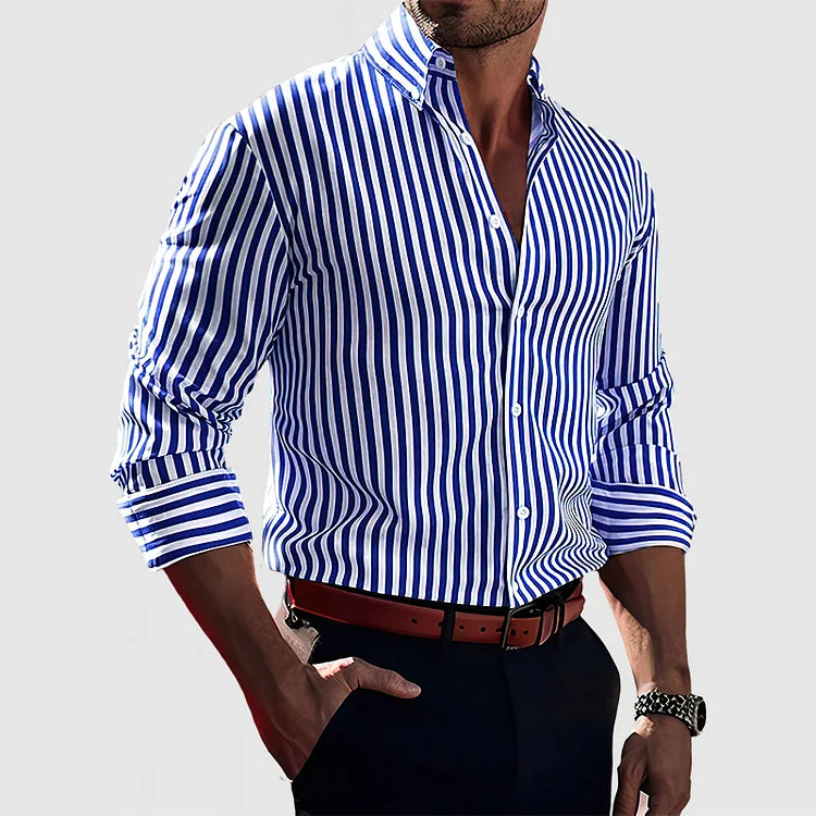 Slim Fit Classic Striped Dress Shirt - VogeLuxe
