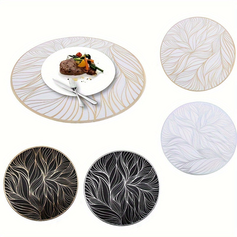 Durable PVC Table Mats with Gold Foil Trim - VogeLuxe