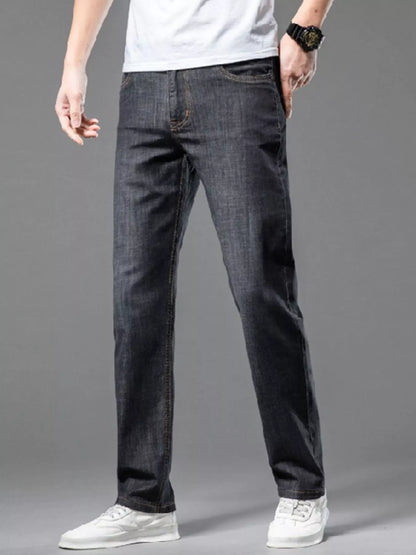 Timeless Dark Blue Straight Fit Jeans - BritishElegance