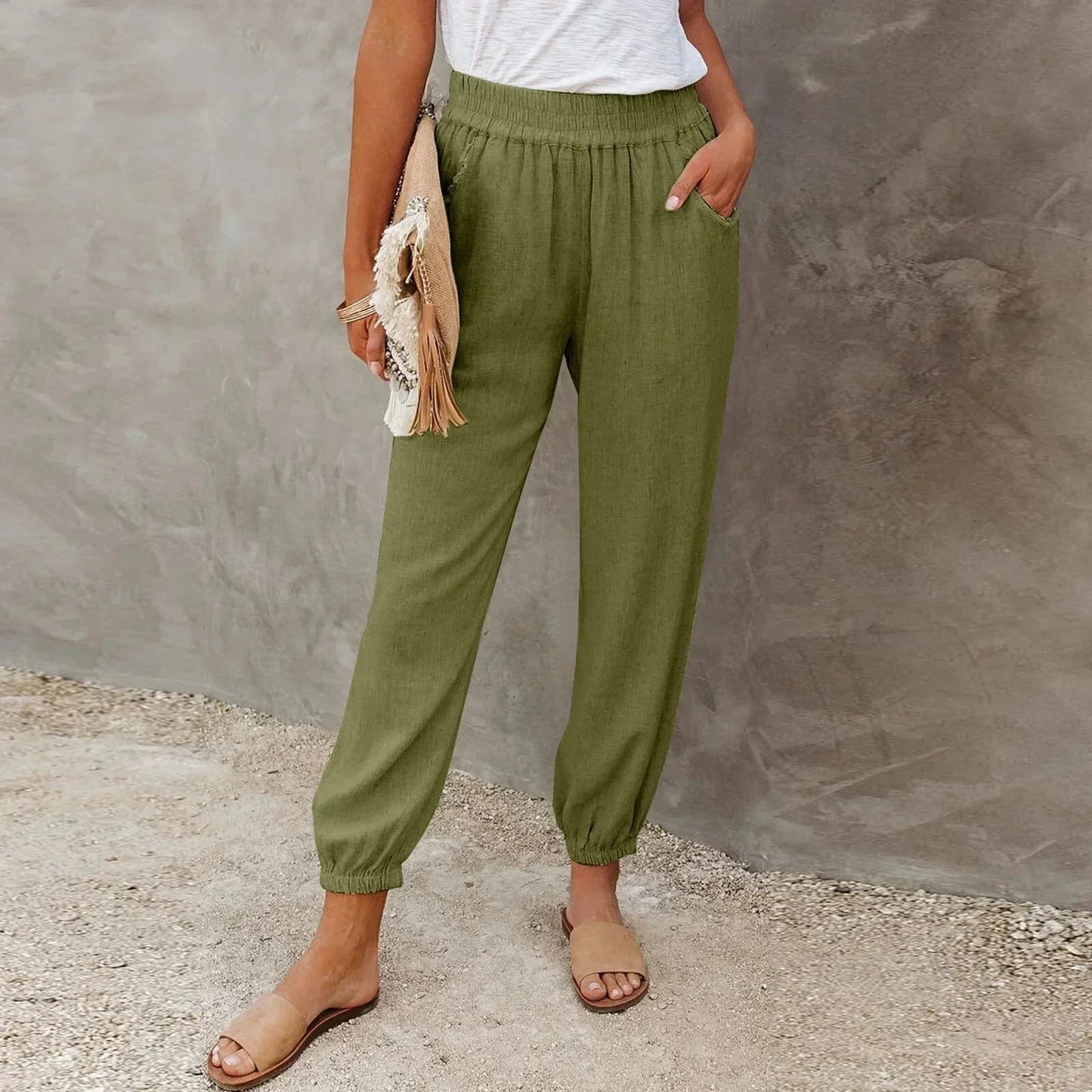 Women's Loose Fit Summer Pants with Elastic Waist