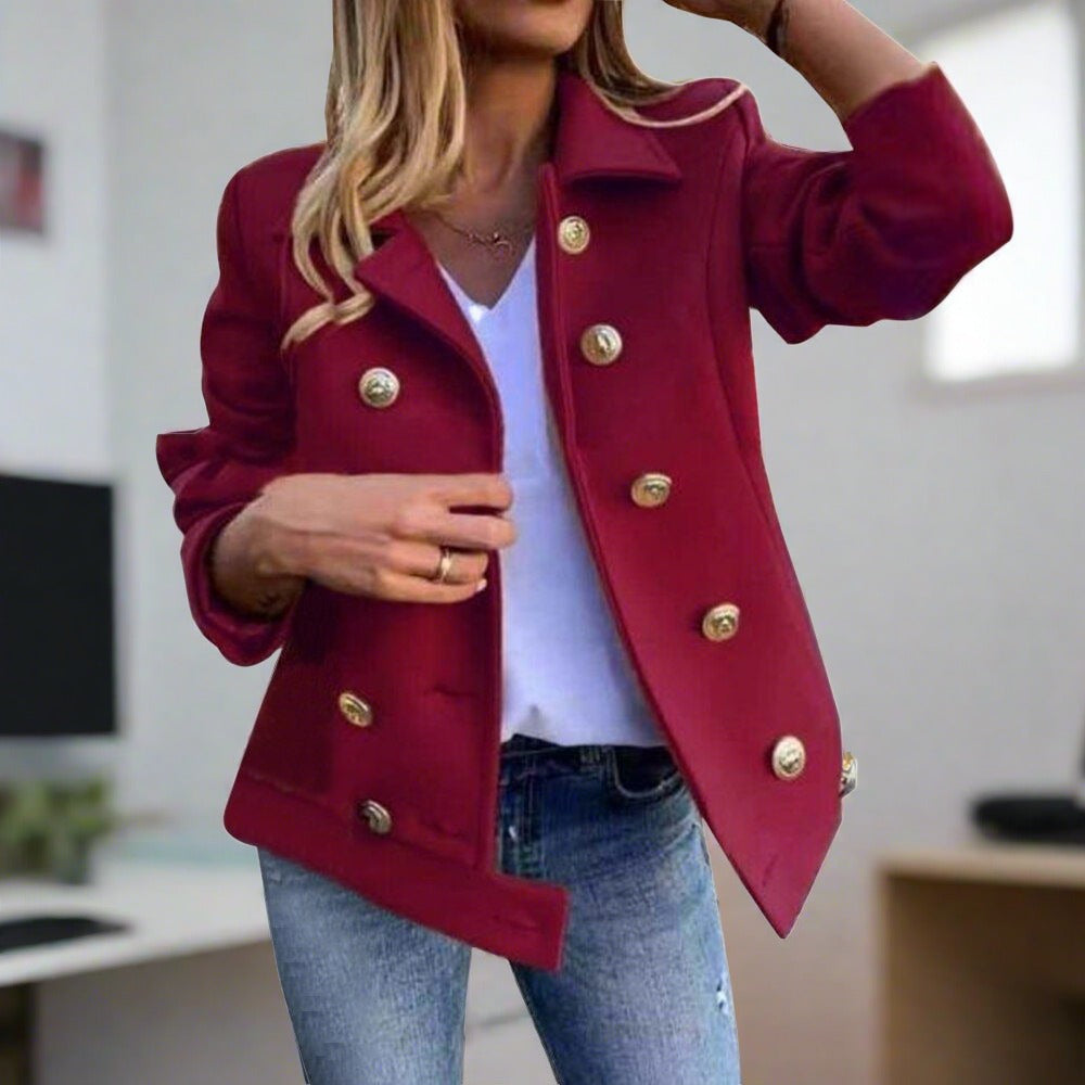 Classic Fit Women's Solid Color Button Blazer - VogeLuxe