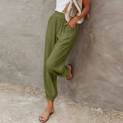 Women's Loose Fit Summer Pants with Elastic Waist - VogeLuxe