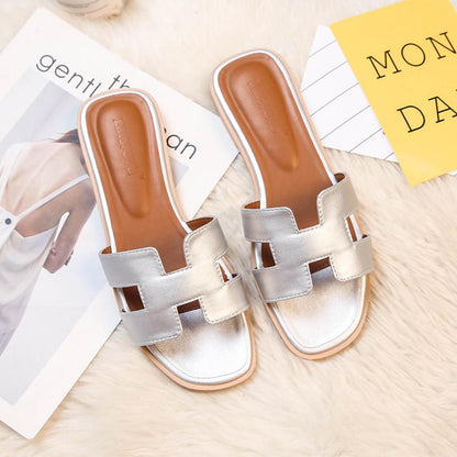 Luxury Faux Leather Slide Sandals