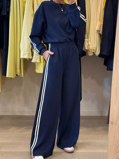 Classic Stripe Casual 2 Piece Tracksuit Set