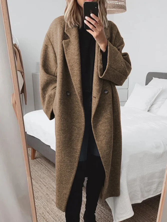 Ladies Large Fit Trench Coat with Button Front - VogeLuxe