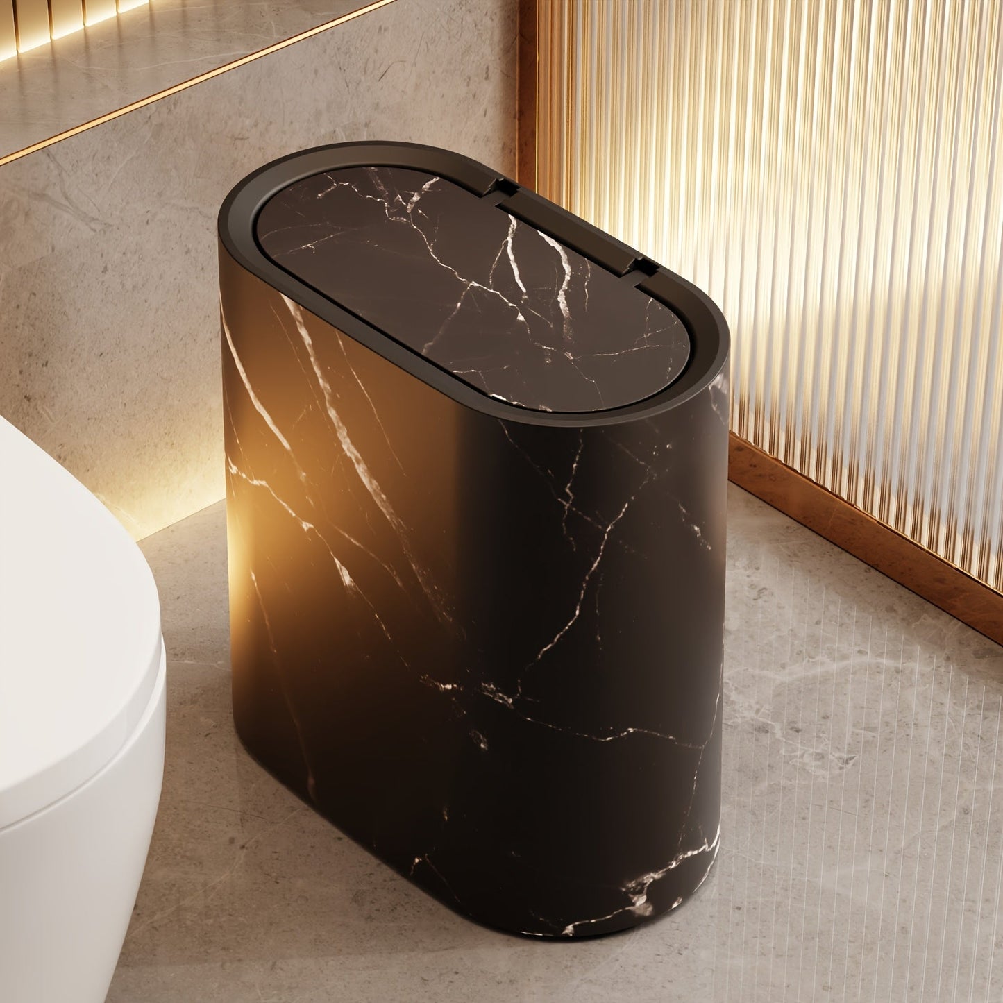 Luxury Stone Effect Waste Bin with Lid