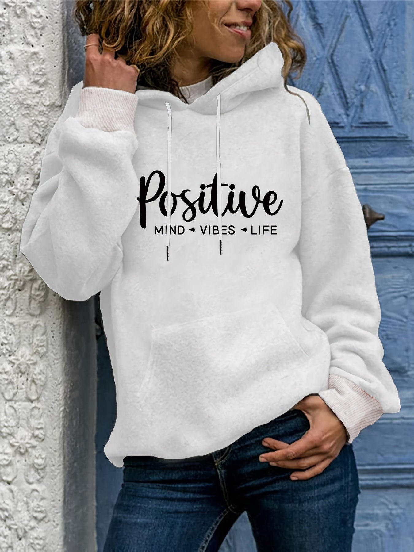 Cozy Women's Large Hooded Sweatshirt with Fun Graphic Pocket