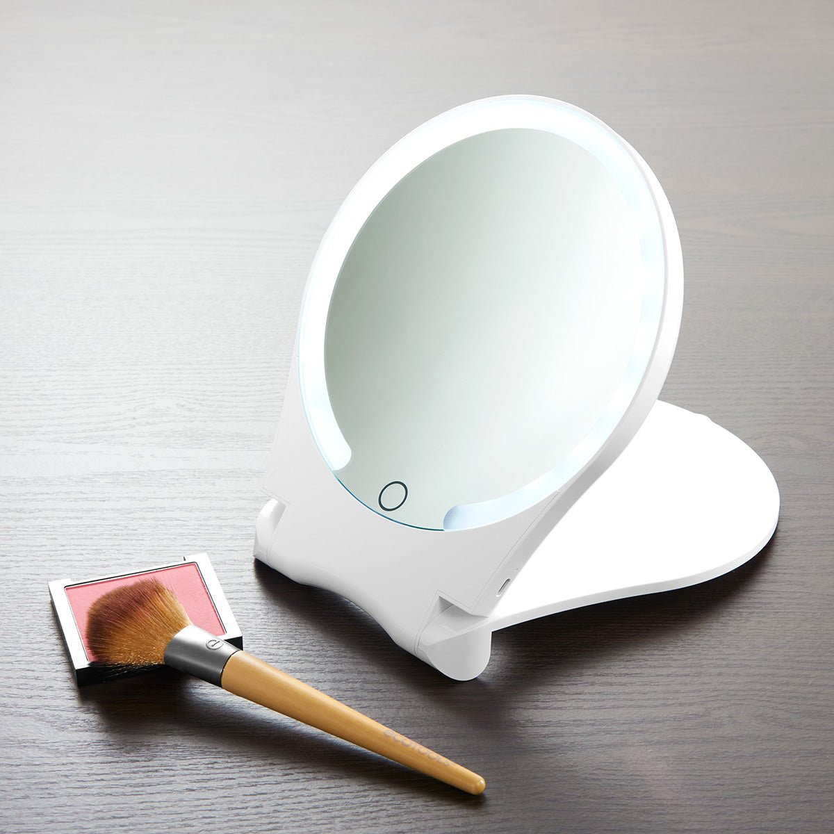 Portable LED Travel Makeup Mirror with Rechargeable Lights - VogeLuxe