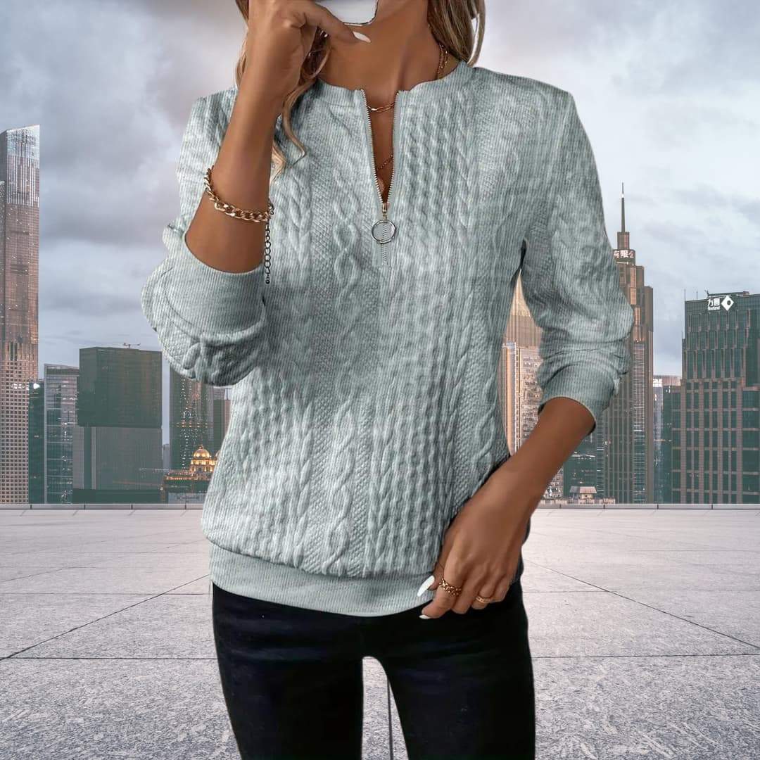 Cozy Women's Cable Knit Zip Sweater
