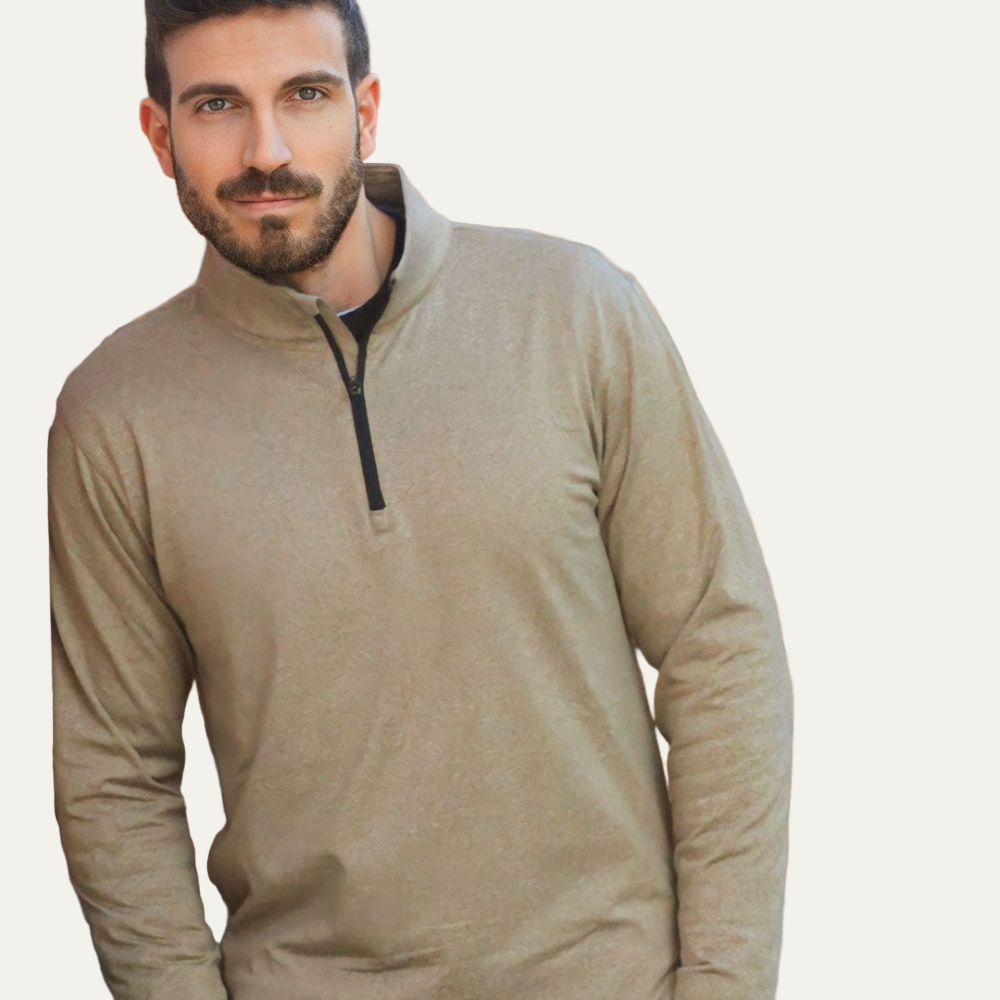 VogeLuxe | Men’s Technical Quarter Zip Stand Collar Shirt
