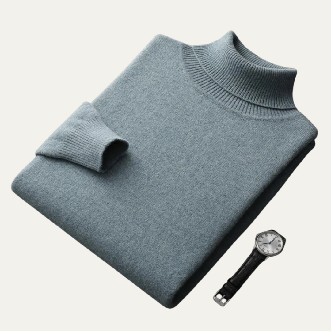 VogeLuxe | Men’s Smooth Knit Fitted Turtleneck Sweater