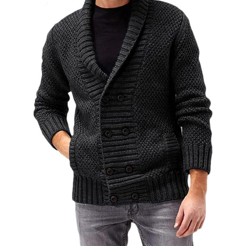 Warm Mens Cable Knit Sweater with Pockets